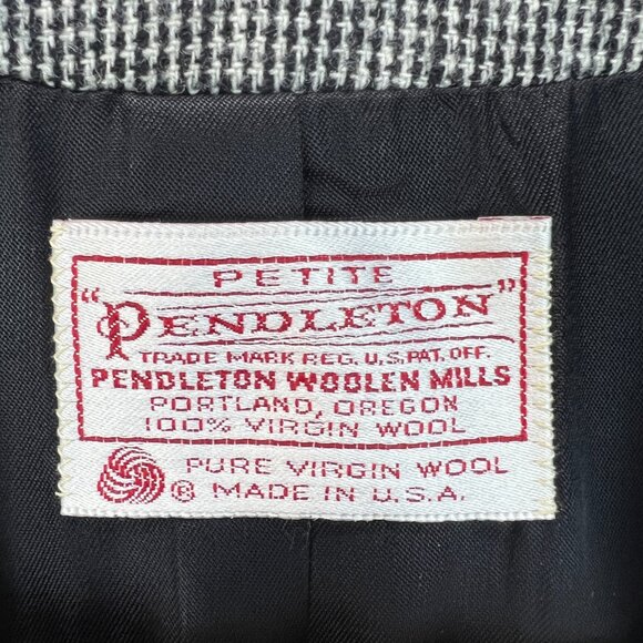 Vtg Pendleton Petite Womens Blazer Micro Plaid Woolen Mills 100% Virgin Wool 12 - Picture 6 of 13